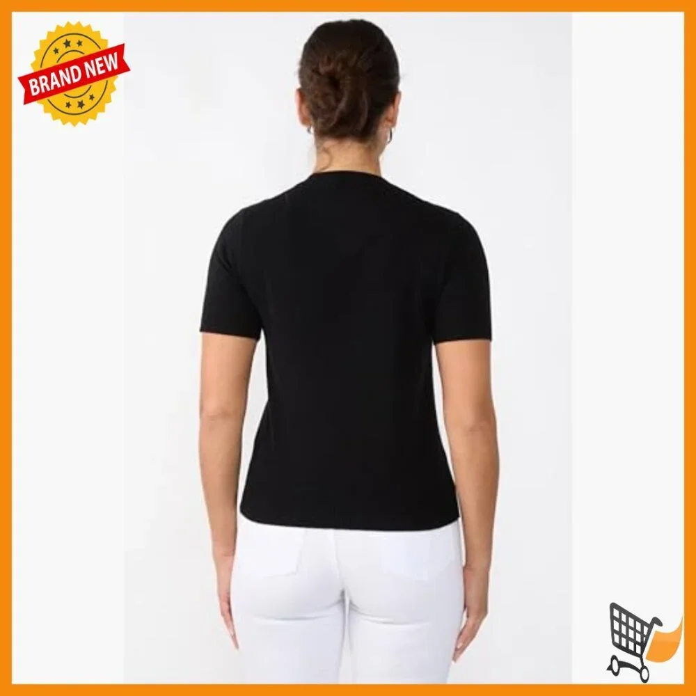 100% Cashmere Short Sleeve Crewneck Sweater Pullover Lightweight Cozy